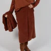 Velvet Wrap Skirt in Rust