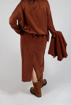 Velvet Wrap Skirt in Rust