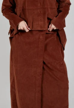 Velvet Wrap Skirt in Rust