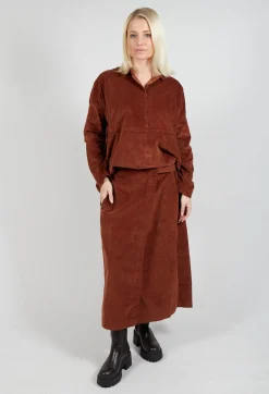 Velvet Wrap Skirt in Rust