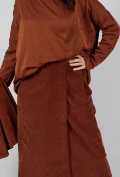Velvet Wrap Skirt in Rust