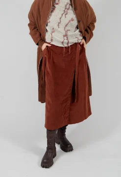 Velvet Wrap Skirt in Rust