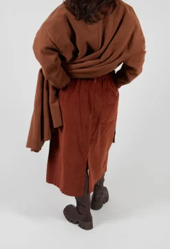 Velvet Wrap Skirt in Rust