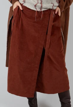 Velvet Wrap Skirt in Rust