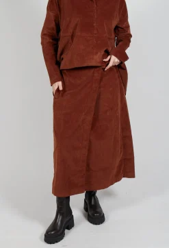 Velvet Wrap Skirt in Rust