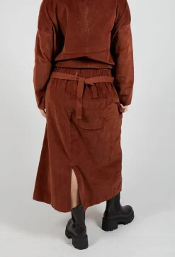 Velvet Wrap Skirt in Rust