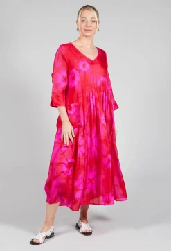 Venus Dress in Red and Fuschia