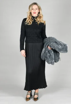 Verlaine Dual Fabric Dress in Noir