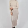 Verlaine Dual Fabric Dress in Beige