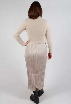 Verlaine Dual Fabric Dress in Beige
