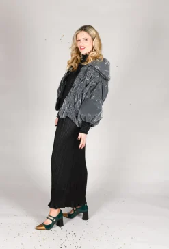 Verlaine Dual Fabric Dress in Noir