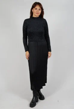 Verlaine Dual Fabric Dress in Noir