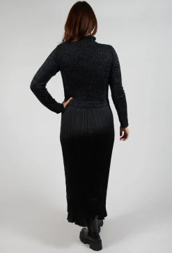 Verlaine Dual Fabric Dress in Noir