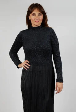 Verlaine Dual Fabric Dress in Noir