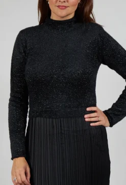 Verlaine Dual Fabric Dress in Noir