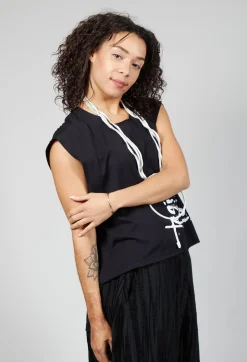 Vest Top in Black Print