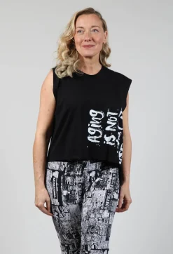 Vest Top in Black Print