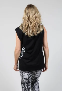 Vest Top in Black Print