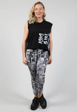 Vest Top in Black Print
