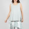 Vest Top with Drawstring Hem in Grey