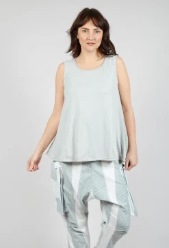 Vest Top with Drawstring Hem in Grey