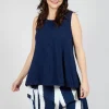 Vest Top with Drawstring Hem in Navy
