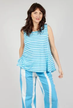 Vest Top with Drawstring Hem in Malibu Print
