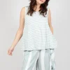 Vest Top with Drawstring Hem in Grey Print
