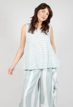Vest Top with Drawstring Hem in Grey Print