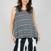 Vest Top with Drawstring Hem in Black Print