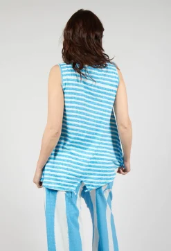 Vest Top with Drawstring Hem in Malibu Print