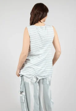 Vest Top with Drawstring Hem in Grey Print