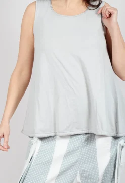 Vest Top with Drawstring Hem in Grey