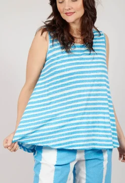 Vest Top with Drawstring Hem in Malibu Print