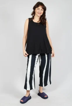 Vest Top with Drawstring Hem in Black