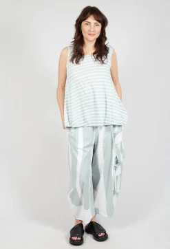Vest Top with Drawstring Hem in Grey Print