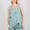 Vest Top with Raw Edges in Pale Turquoise