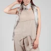 Vest Top with Raw Edges in Greige