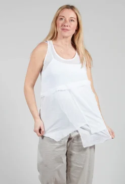 Vest Top with Raw Edges in White