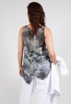 Vest Top with Raw Edges in Steppe Black