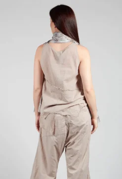 Vest Top with Raw Edges in Greige