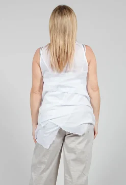 Vest Top with Raw Edges in White
