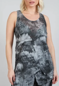 Vest Top with Raw Edges in Steppe Black