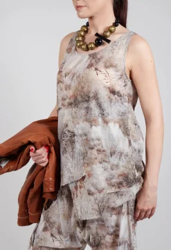 Vest Top with Raw Edges in Steppe Bronze