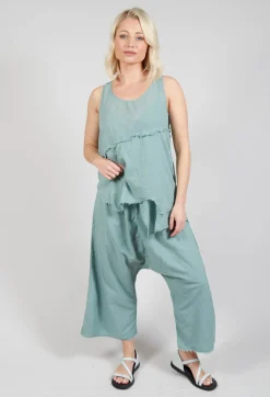Vest Top with Raw Edges in Pale Turquoise