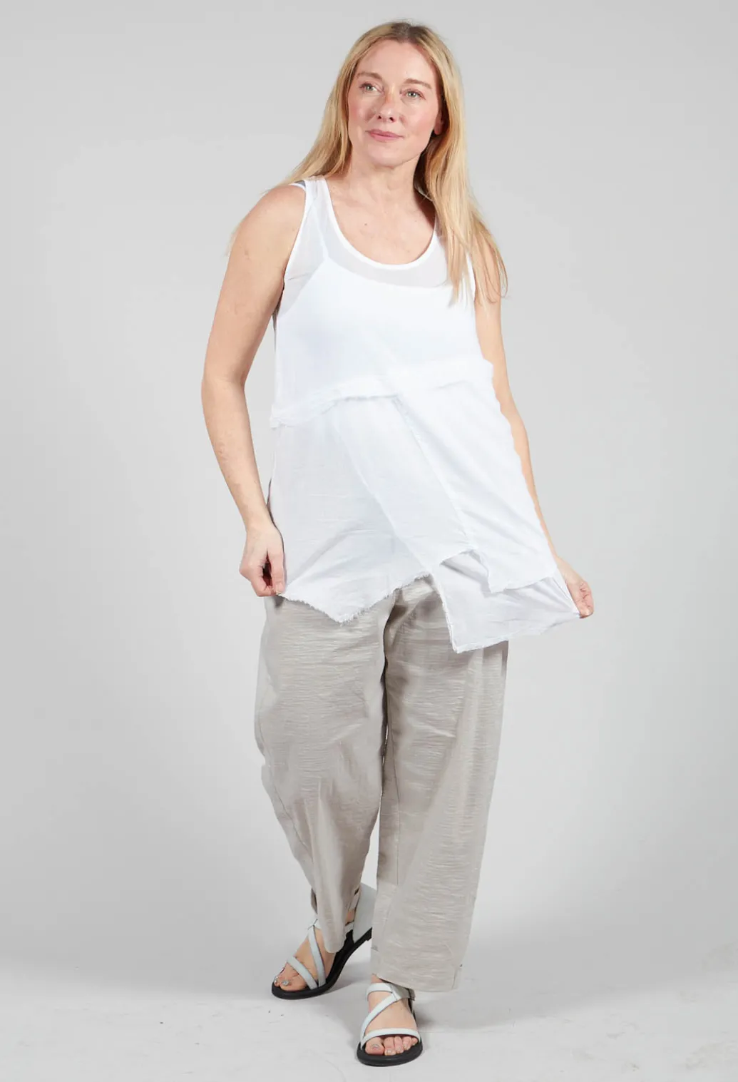 Vest Top with Raw Edges in White