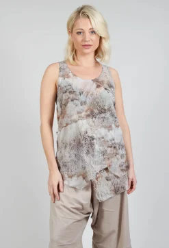 Vest Top with Raw Edges in Steppe Bronze