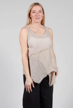 Vest Top with Raw Edges in Greige