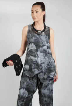 Vest Top with Raw Edges in Steppe Black