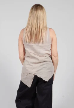 Vest Top with Raw Edges in Greige